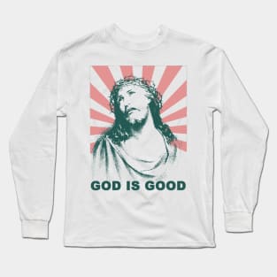 vintage retro jesus god is good Long Sleeve T-Shirt